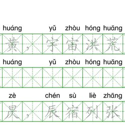 "Thousand Characters" pinyin version + trace red